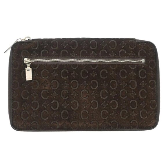 Celine Brown Suede Macadam Pouch Wallet - Picture 4 of 12